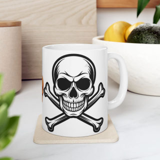 Orange Skull with Crossbones Mug | Pirate Skull Coffee Cup 14
