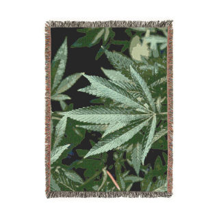 Marijuana Leaf Woven Blanket | Cannabis Plant Throw, Botanical Tapestry 10