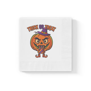Jack-o'-Lantern Trick or Treat Napkins | Halloween Paper Cocktail Napkins 3