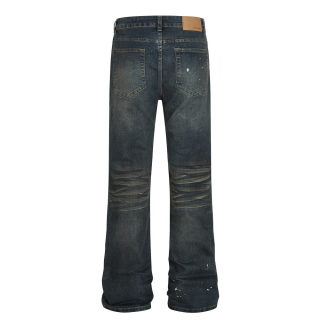 Men's Cat-Whisker Distressed Splatter-Paint Jeans 5