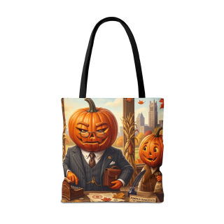 Pumpkin Head Businessmen Tote Bag | Halloween Pumpkin City Illustration 18