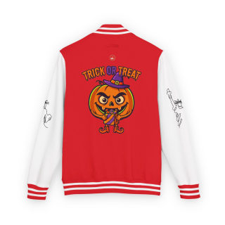 Trick or Treat Jack-o'-Lantern Letterman Jacket | Halloween Varsity Jacket 14