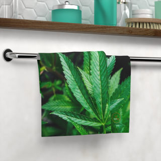 Green Cannabis Leaf Face Towel