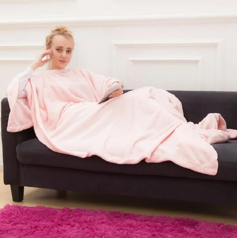 Hooded Pocket TV Blanket, Warm Soft Coral Fleece 6