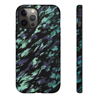 Teal Black Abstract Camo Phone Case 28