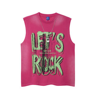 Street Style Letter Print Chain Vest for Men | Loose Sleeveless Top 2