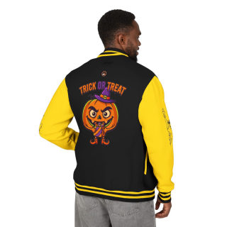 Trick or Treat Jack-o'-Lantern Letterman Jacket | Halloween Varsity Jacket 80