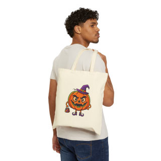 Jack-o'-Lantern Witch Pumpkin Tote Bag | Halloween Trick or Treat Canvas Tote 5