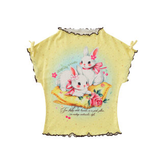 Cartoon Graffiti Mesh T-Shirt | Color-Block Plaid Ruffle Bodysuit 3