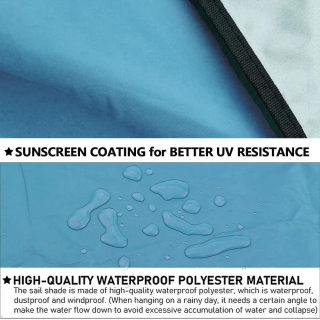 Triangle Sun Shade Sail 4x4x4m, Waterproof UV-Blocking Canopy 3