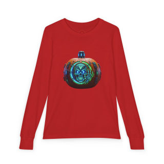 Skull Pumpkin 'No Tricks' Long Sleeve Kids Tee 11