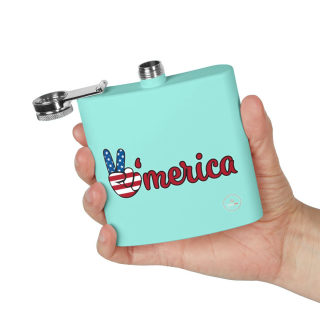 'Merica Peace Sign flag design flask, 6oz stainless steel 33