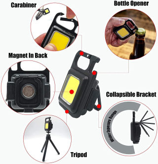 Mini COB Rechargeable Work Light with Magnet, Keychain Style 6