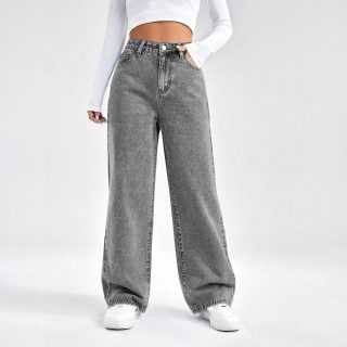Grey Washed High Waist Wide Leg Jeans | Women's 5