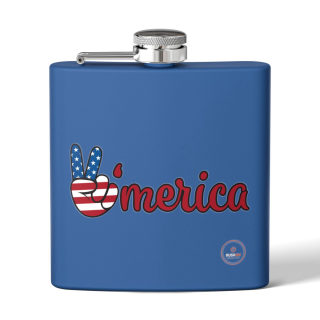'Merica Peace Sign flag design flask, 6oz stainless steel 7