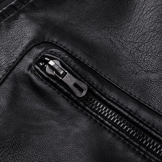 Men's Vintage Motorcycle Leather Jacket | Biker Rivet Pockets PU Coat 5