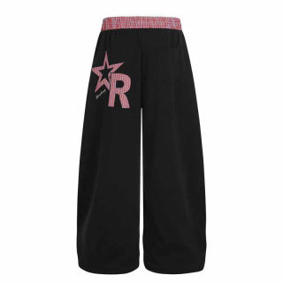 Embroidered Star Plaid Patchwork Wide Leg Pants | Unisex Trendy 3