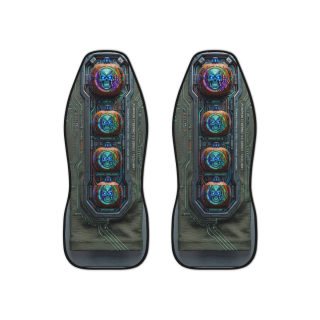 Cyber Skull Panel Car Seat Covers | Futuristic Neon Circuitry 2
