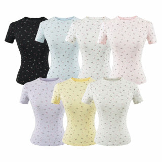 Cloud-Like Floral Print Round Neck T-Shirt | Women's 3