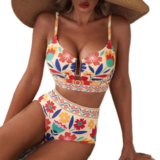 Floral bikini set (high-waisted) 5