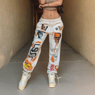 Women's Skull-Print Fleece-Lined High-Waist Pants 6