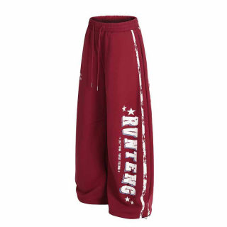 Vintage Stripe Letter Print Wide Leg Sweatpants 3