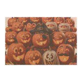 Jack-o'-Lantern Crowd Doormat | Halloween Pumpkin Porch Mat 2