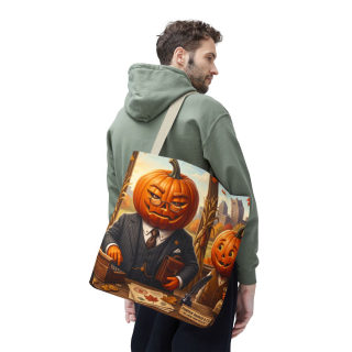 Pumpkin Head Businessmen Tote Bag | Halloween Pumpkin City Illustration 87
