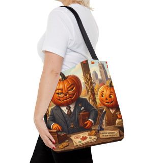 Pumpkin Head Businessmen Tote Bag | Halloween Pumpkin City Illustration 47