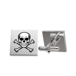 Skull and Crossbones Cufflinks | Gold Square Pirate Skull Jewelry 2
