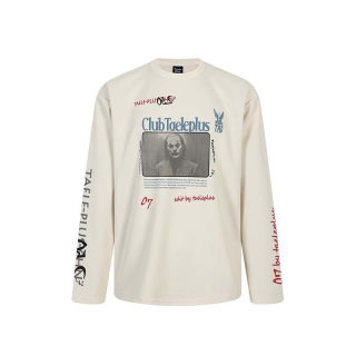 Letter Pattern Round Neck Long Sleeve T-Shirt | American Retro