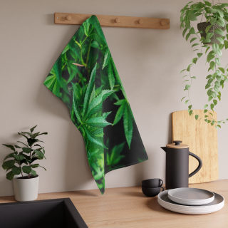 Cannabis Leaf Tea Towel | Kitchen Towel, Herb Botanical Print 6