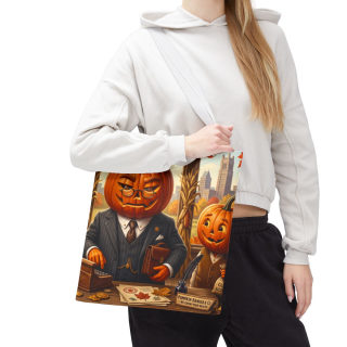 Pumpkin Head Businessmen Tote Bag | Halloween Pumpkin City Illustration 97