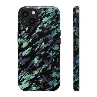 Teal Black Abstract Camo Phone Case 30