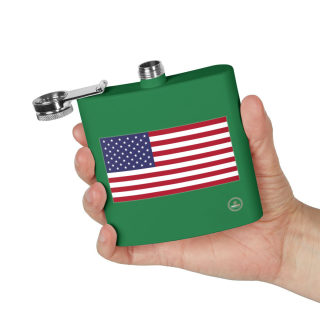American flag flask, stainless steel 6oz 32