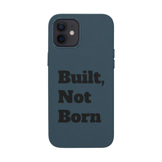 "Built, Not Born" PU Leather Phone Case | Debossed Text, Black 43