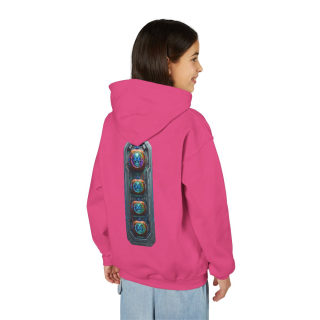 Glowing Cyber Pumpkin Kids Hoodie 95