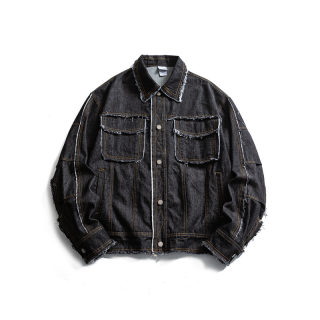 Washed Raw Edge Casual Denim Jacket | Men's & Couples 3
