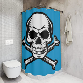 Skull and Crossbones Shower Curtain | Pirate Skull Bathroom Decor 5