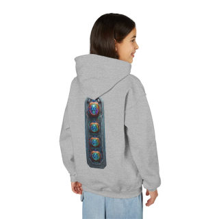 Glowing Cyber Pumpkin Kids Hoodie 84