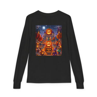 Jack-O'-Lantern Halloween Street Scene Long Sleeve Kids Tee 16