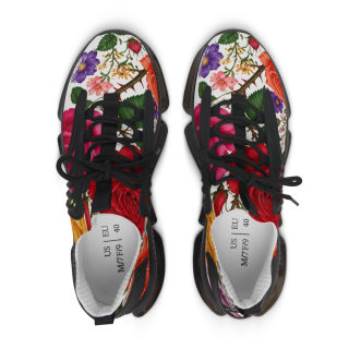 Vintage Rose Floral Mesh Sneakers | Floral Pattern Athletic Shoes 4