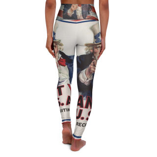 Uncle Sam Pointing, High Waisted Yoga Leggings | Patriotic Vintage Poster Print 2
