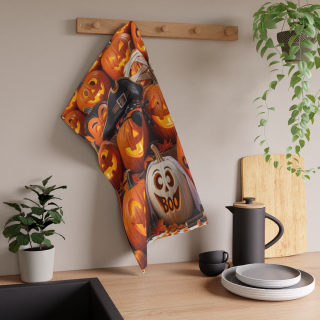Jack-o'-Lantern Patchwork Tea Towel | Halloween Pumpkin Boo 5