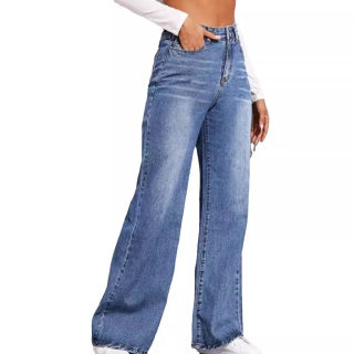 Washed Whisker-Effect Loose Wide-Leg Jeans 5