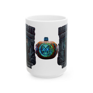 Neon Skull Pumpkin Mug | Cyberpunk Halloween Ceramic Mug 2