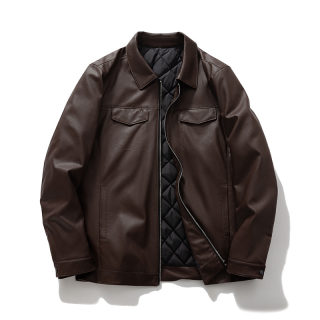Men's PU Leather Padded Motorcycle-Style Jacket 4