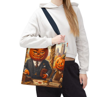Pumpkin Head Businessmen Tote Bag | Halloween Pumpkin City Illustration 103