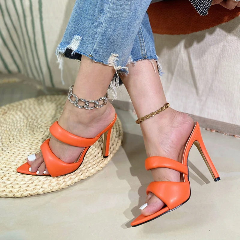 Women's Gold High-Heel Mules | Pointed-Toe Party Shoes 6