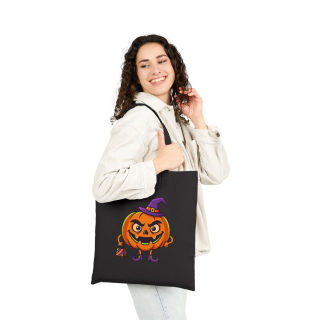Jack-o'-Lantern Witch Pumpkin Tote Bag | Halloween Trick or Treat Canvas Tote 7